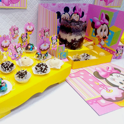 Festa na Caixa Minnie Rosa - Festas Aquarela a melhor decoração de festa de aniversário está aqui!