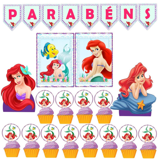 Pack Festa de aniversário Ariel Pequena Sereia - Festas Aquarela a melhor decoração de festa de aniversário está aqui!