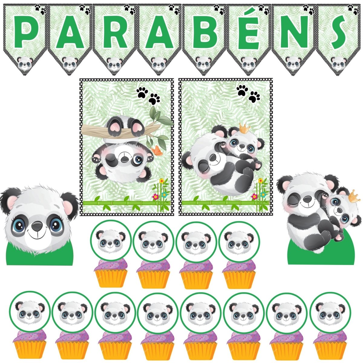 Pack Festa de aniversário Panda Menino - Festas Aquarela a melhor decoração de festa de aniversário está aqui!
